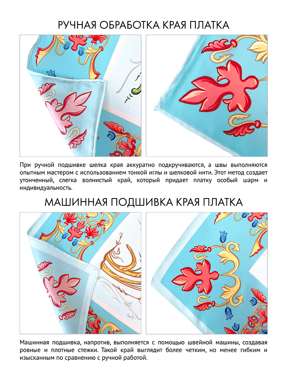 Платок «Зачатьевская роспись. Райский сад» голубой
