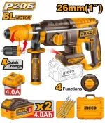 Аккумуляторный перфоратор BL 20В, 2,5Дж, 2хАКБ 4Ач и ЗУ SUPER INGCO CRHLI202689 INDUSTRIAL