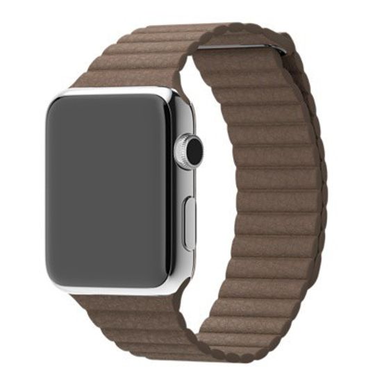 Кожаный магнитный ремешок для Apple Watch 42mm коричневый Мedium
