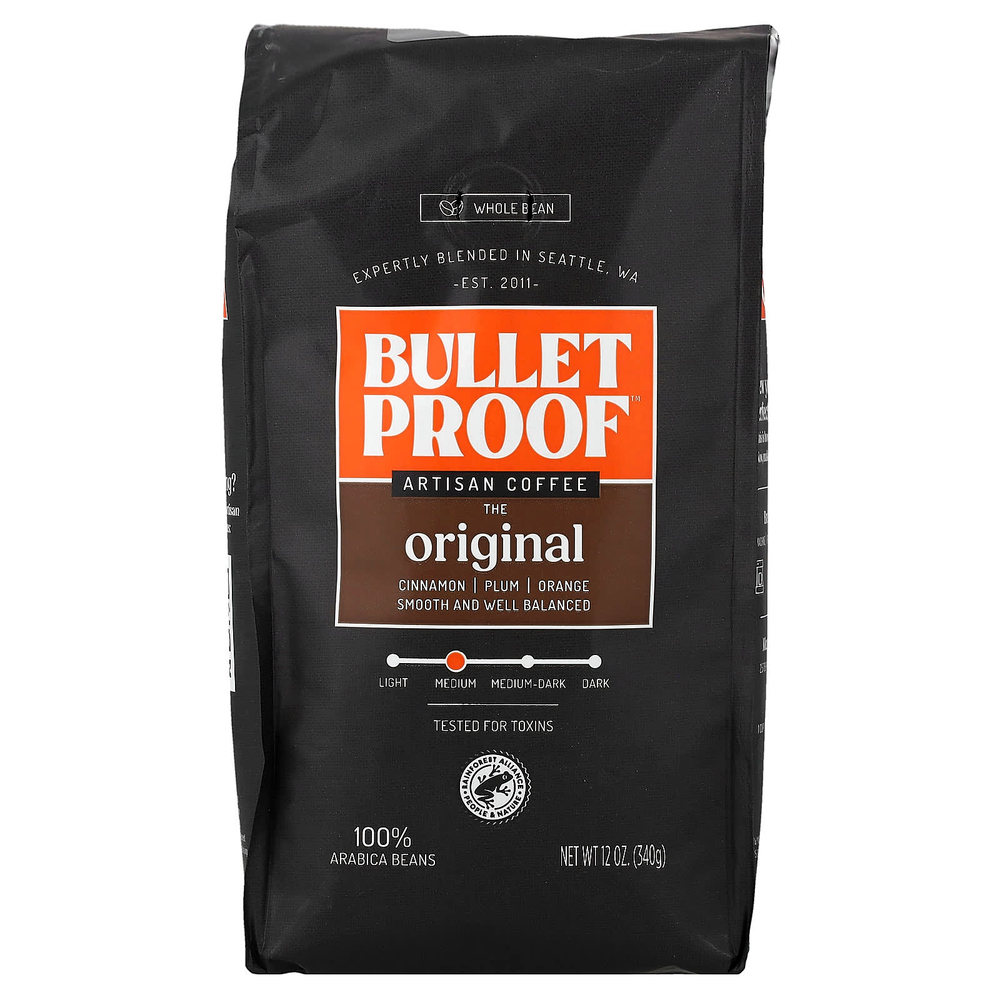 BulletProof, ремесленный кофе, в зернах, средняя обжарка, 340 г (12 унций)