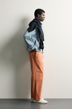ZARA ВАРЕНЫЕ БРЮКИ ЧИНОС STRAIGHT FIT, ОРАНЖЕВЫЙ