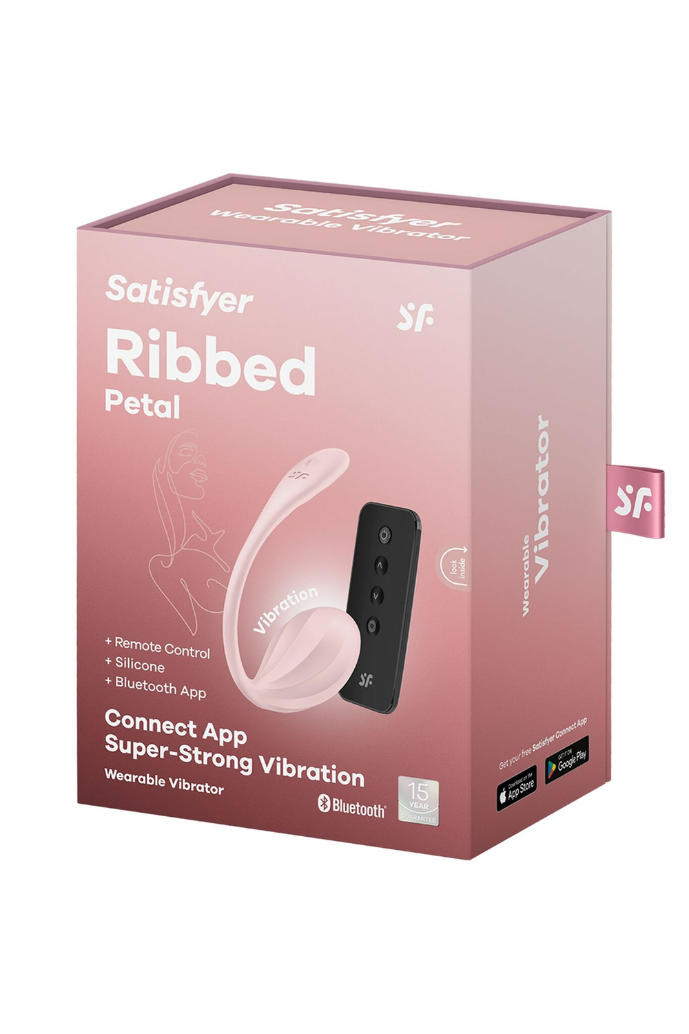 Розовое виброяйцо Ribbed Petal с пультом ДУ (Цвет: розовый)