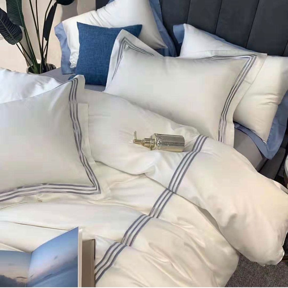 ZEPHYR HOME КПБ Двуспалка ЕВРО Египетский хлопок 100s белый с мятой