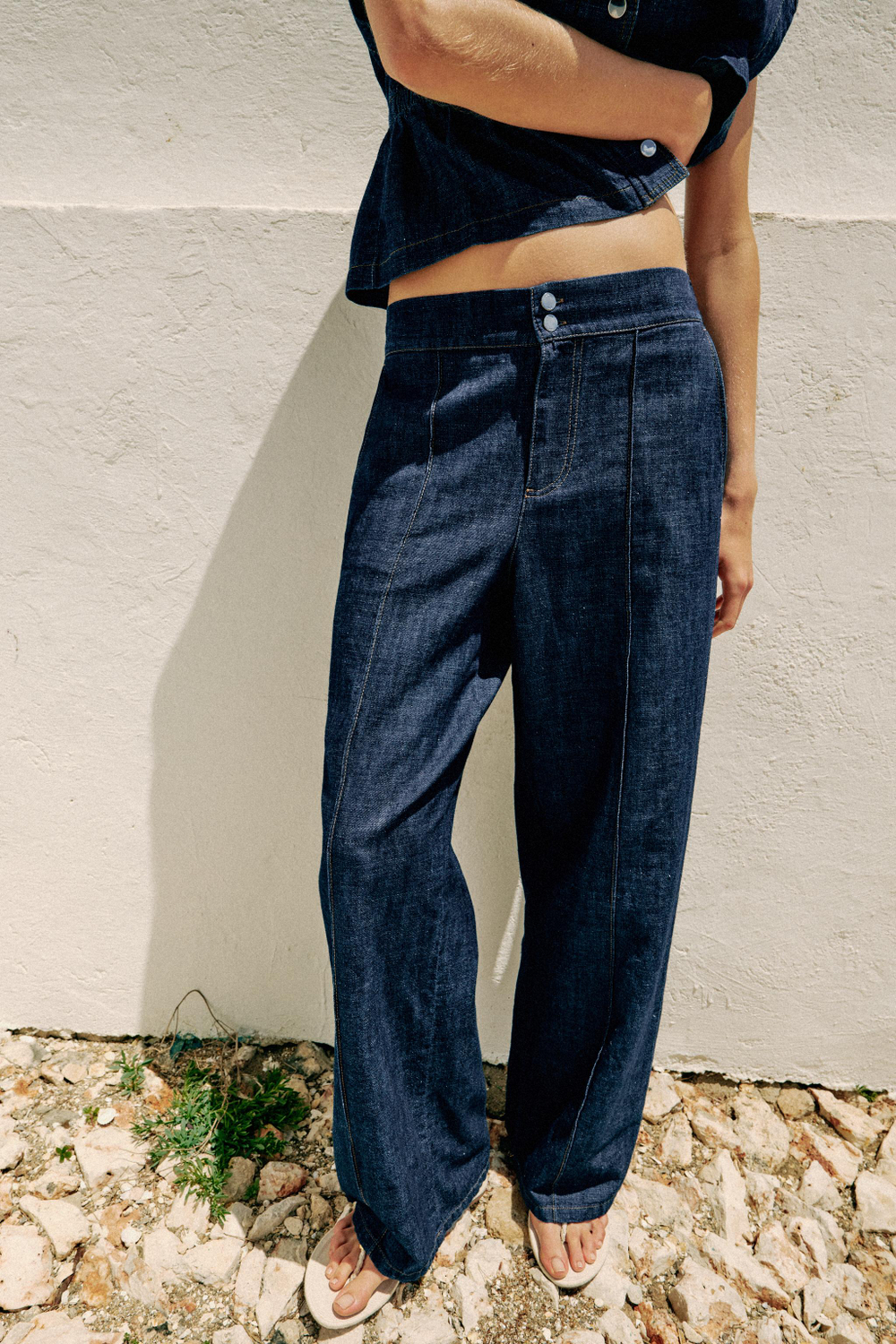 БРЮКИ ПРЯМОГО КРОЯ ИЗ СМЕСОВОГО ЛЬНА — ZARA