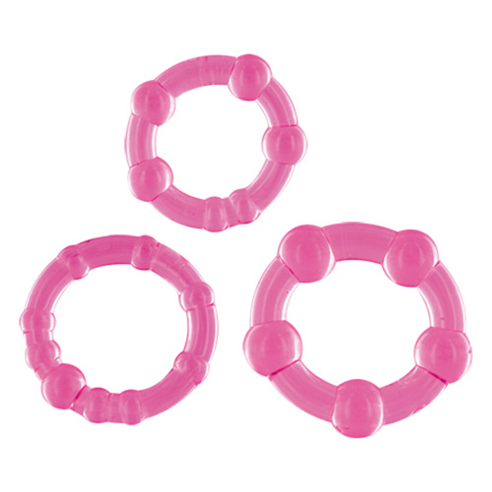 Набор из 3 розовых эрекционных колец KIT 3 COCK RING BE ON THE BALL (Цвет: розовый)