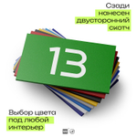 Табличка с номером 13 на дверь квартиры, для офиса, кабинета, аудитории, склада, зеленая 120х70 мм, Айдентика Технолоджи