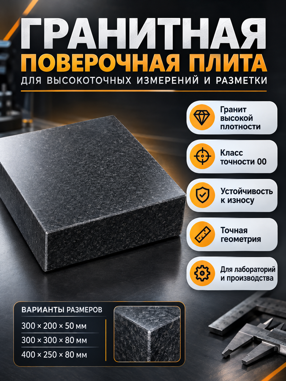 Плита поверочная гранитная 500х400х100 мм кл. 00