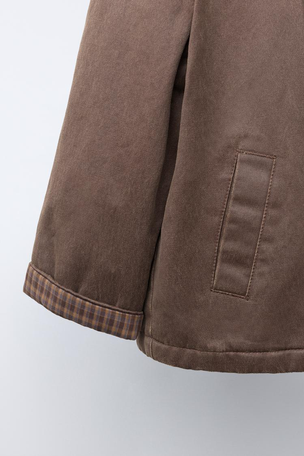 ZARA ВОЩЕНАЯ КУРТКА С КАПЮШОНОМ, КОРИЧНЕВЫЙ