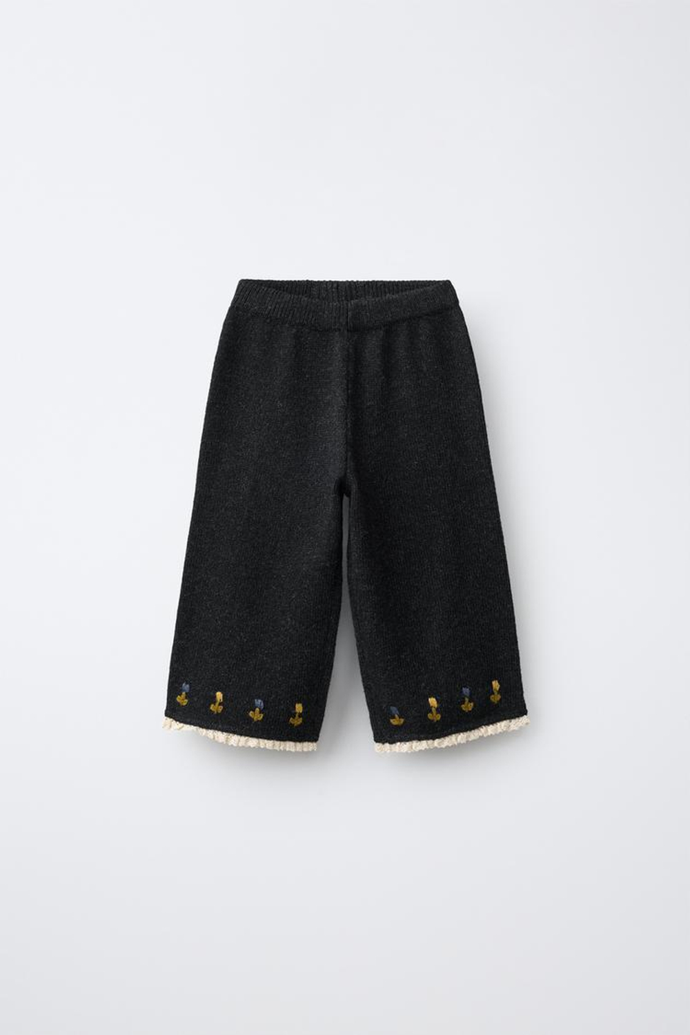 ZARA ТРИКОТАЖНЫЕ БРЮКИ-КЮЛОТЫ С ШЕРСТЬЮ, АНТРАЦИТОВО-СЕРЫЙ