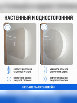 Световая вывеска настенная круглая 50x50x8,5 см с УФ-печатью, односторонний LED-лайтбокс с логотипом на заказ