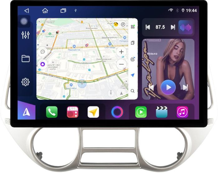 Магнитола для Hyundai i20 2009-2012 (климат) - FarCar GX877 монитор 13" 2K QLED на Android 13, Быстрая, CarPlay, 4G SIM-слот