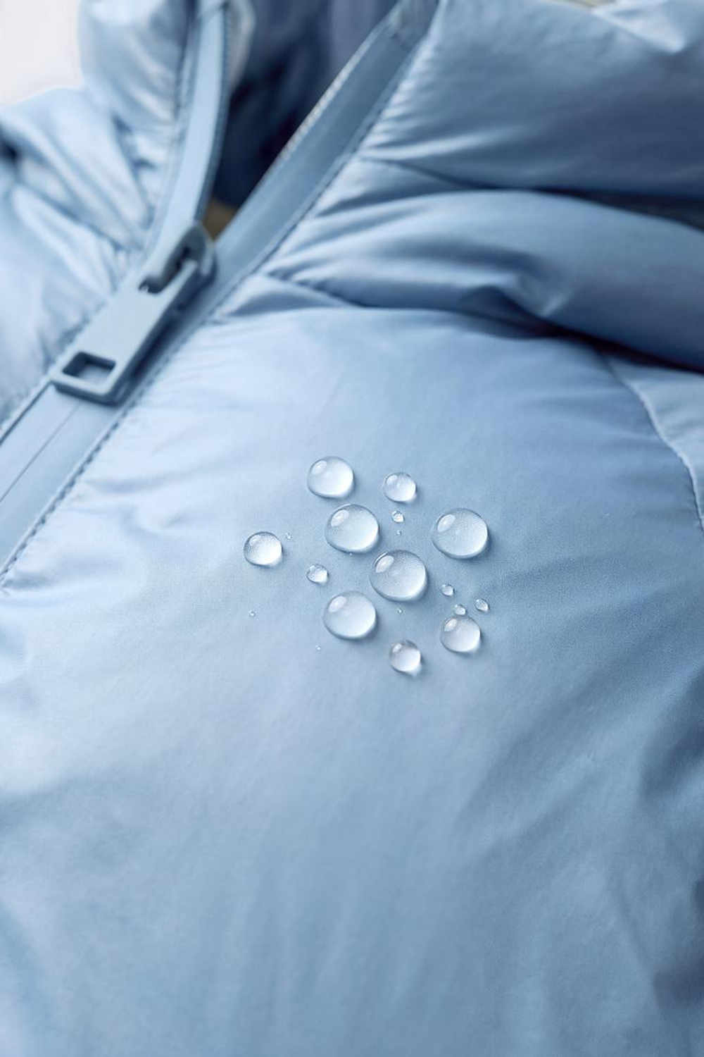 ZARA ПРОРЕЗИНИРОВАННОЕ СТЕГАНОЕ ПАЛЬТО WATER REPELLENT, СИНИЙ