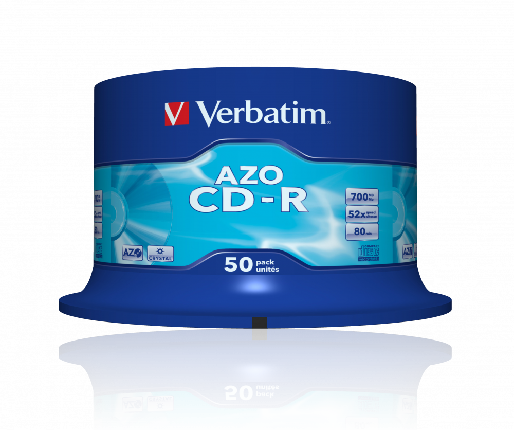 Оптический диск Verbatim CD-R 700MB 52X AZO Crystal, Spindle, 50шт