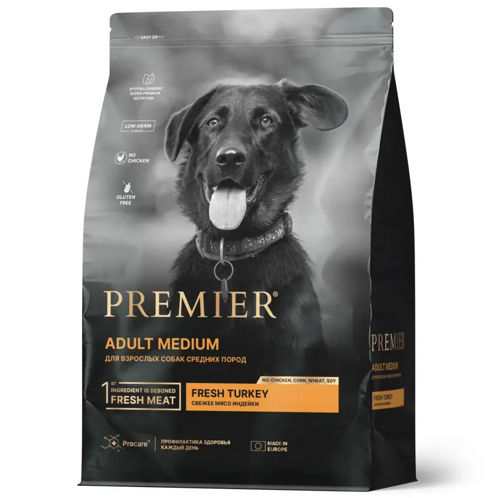 Сухой корм Premier Dog Turkey Adult Medium для собак средних пород из свежего мяса индейки
