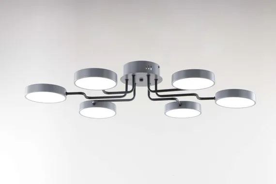 Люстра потолочная светодиодная NewRgy 18054STD/6 GY+BK, 48 Вт, серая и чёрная