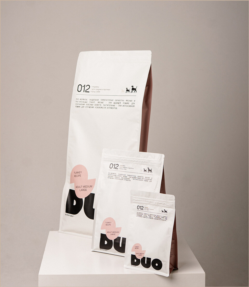 DUO NUTRITION Сухой полнорационный корм для взрослых собак средних и крупных пород с индейкой и рисом