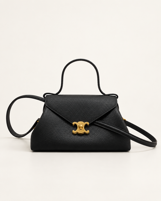 Сумка Celine Flair, чёрная, фактурная кожа