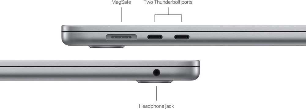 Ноутбук Apple MacBook Air A3114 M3 8 core 16Gb SSD256Gb/10 core GPU 15.3" Liquid Retina (2880x1864) macOS grey space WiFi BT Cam (MC9D4LL/A)