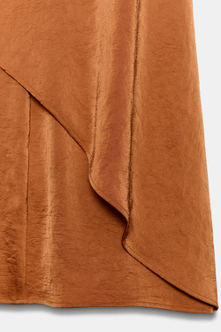 ZARA СТРУЯЩИЕСЯ ШИРОКИЕ БРЮКИ С ОБОРКАМИ, ЦВЕТ ЖЖЕНОГО АПЕЛЬСИНА