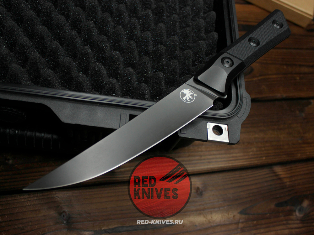 Кухонный нож Microtech Boning кастом - клинок DLC, больстеры титан, рук. Carbon
