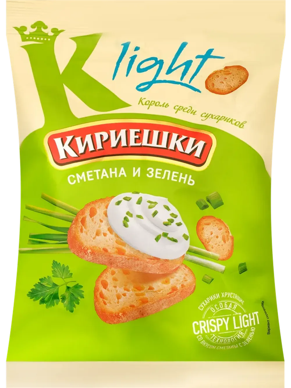 Сухарики Кириешки Лайт сметана/зелень 80 гр м/у