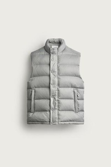 ZARA СТЕГАНЫЙ ЖИЛЕТ 80% ПУХА – 20% ПЕРЬЕВ WATER REPELLENT, СВЕТЛО-СЕРЫЙ