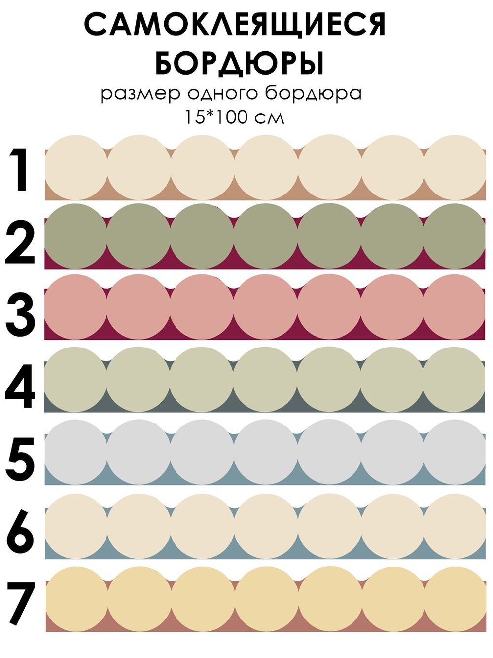 Стикер БОРДЮР С КРУГАМИ для украшения стен, мебели, дверей