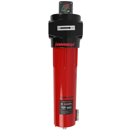 HRS-MFD12000IF Фильтр магистральный 0,01 мкм с дифференциальным манометром, 12000 л/мин, 12 бар, G 2", остаточное содержание масла: 0,001 мг/м3
