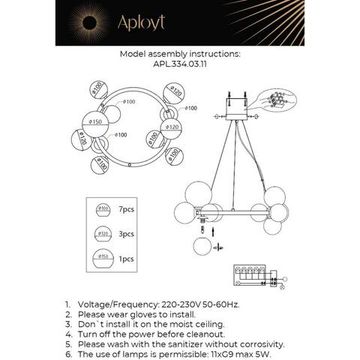 Люстра подвесная 11*G9 APL.334.03.11 черный Feliche Aployt