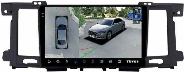 Магнитола для Nissan Patrol Y62, Infiniti QX56/QX80 2010-2017 (поддержка Bose и 360, рамка тип 1) - Teyes CC3-2K-360 на Android 10, Быстрая, 2K QLED, CarPlay, 4G SIM-слот, 4 камеры в комплекте