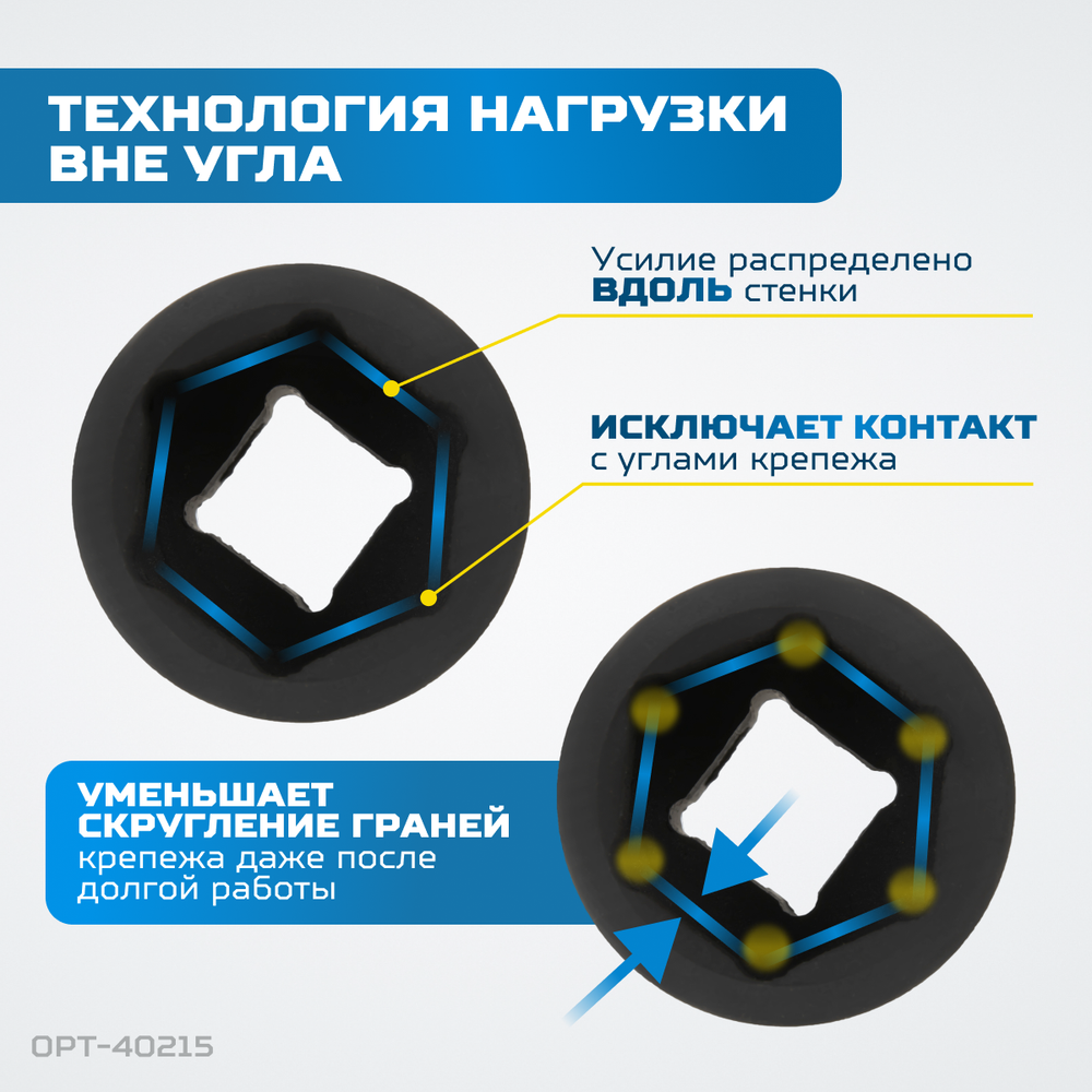 OPT-40215 Набор ударных головок глубоких 1/2", 10-32 мм, 15 предметов