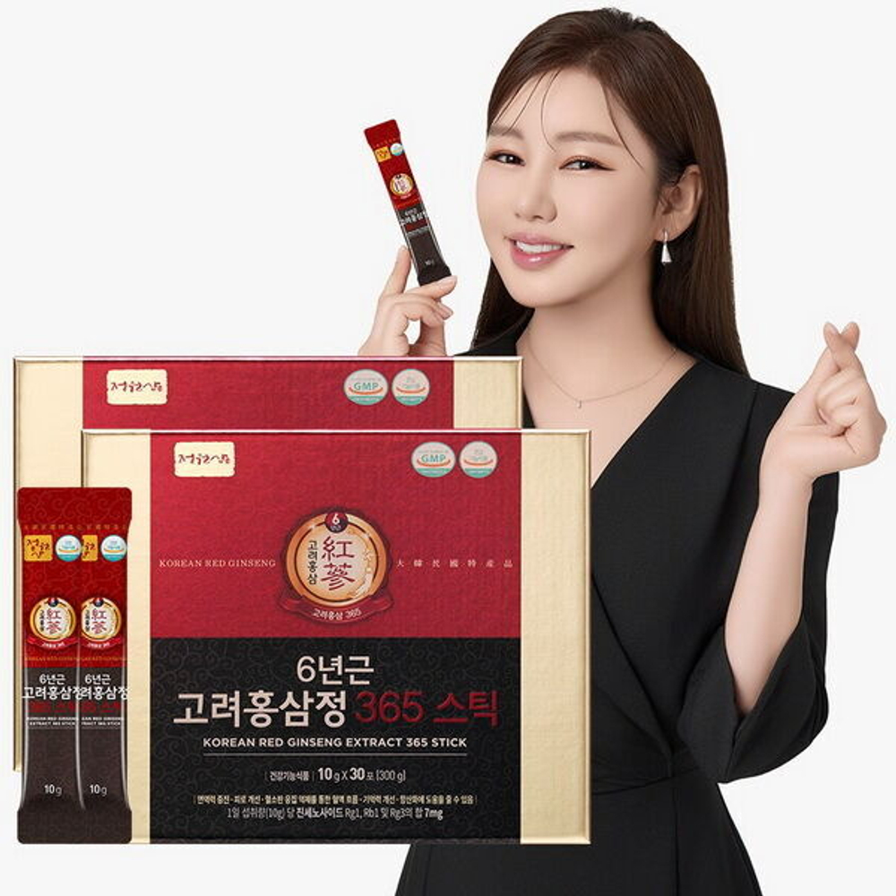 (Набор) Экстракт красного женьшеня и восточных трав Jungwonsam 6 Years Old Korean Red Ginseng Extract 365 Stick, 10гр *30шт