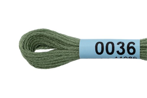 Мулине Gamma 100% хлопок, цв.0036 серо-зеленый, 24 мотка по 8 метров
