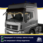 Ламбрекен с косынками двусторонние DongFeng (экокожа, черный, золотые кисточки)