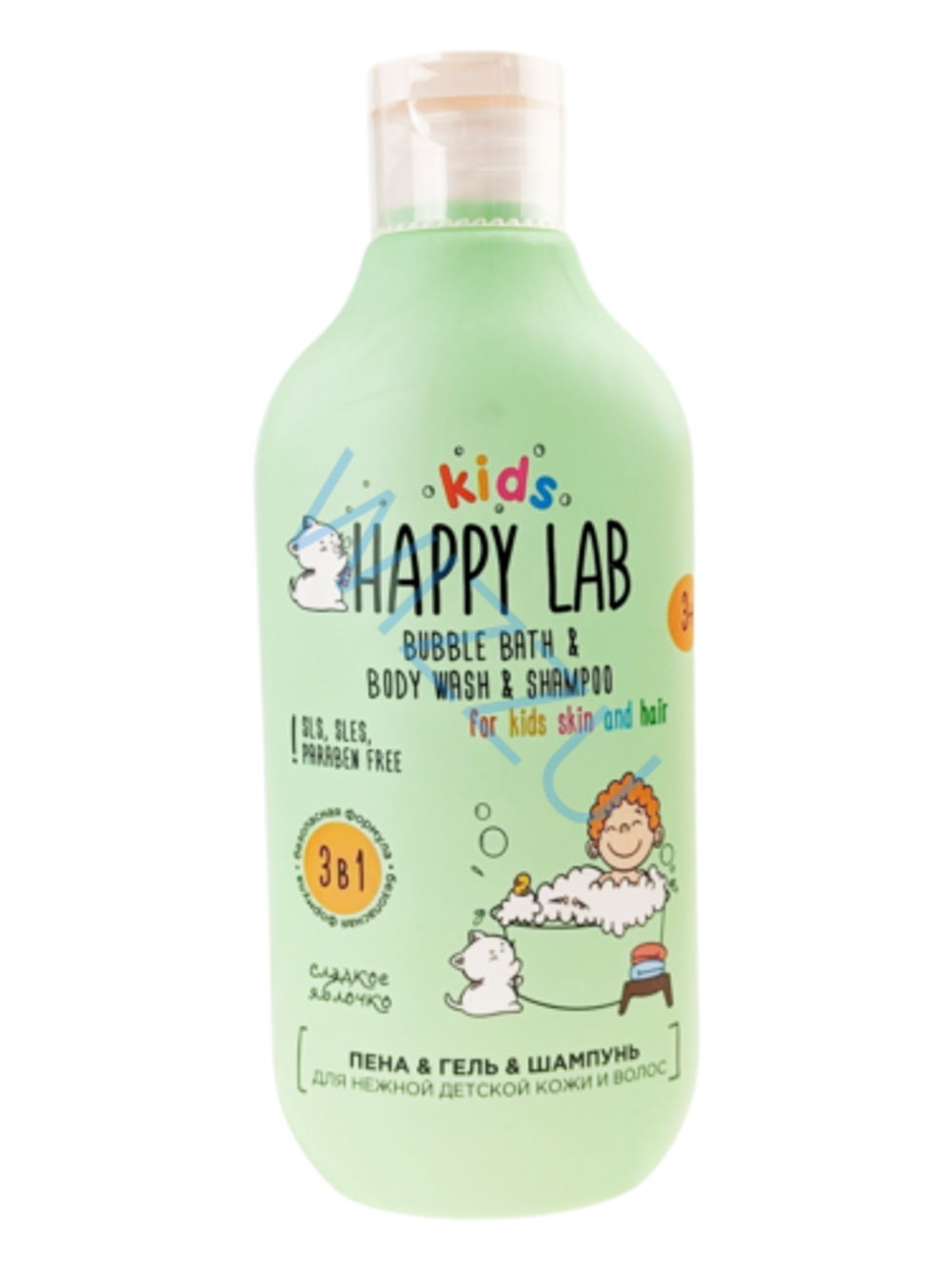 АЛ Happy Lab KIDS 3 в1 Пена гель шампунь Сладкое яблочко 300мл 12шт 6308