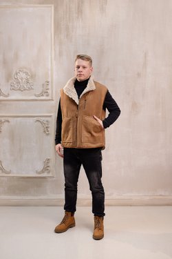 мужская из овчины коричневый