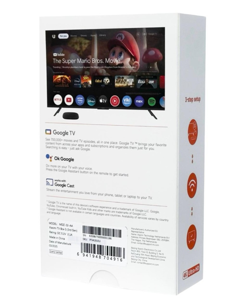 ТВ-приставка Xiaomi Mi Box S 3nd Gen 4K MDZ-32-AA EU