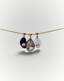 Подвеска-шарм Serenity Blue Agate серебро 925 пробы покрытое золотом