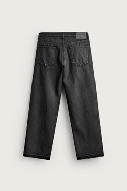 ZARA ДЖИНСЫ LOOSE FIT С ВОСКОВЫМ ЭФФЕКТОМ, ЧЕРНЫЙ