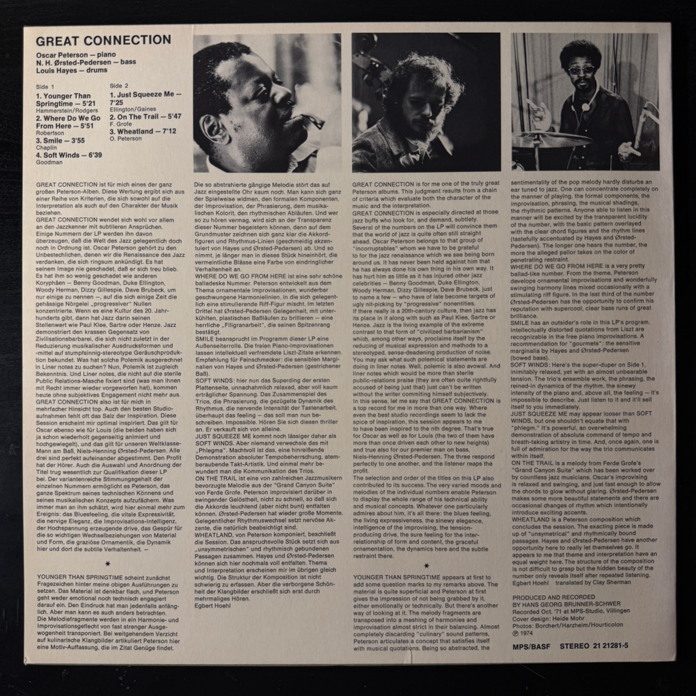 Oscar Peterson ‎– Great Connection (Германия 1974г.)