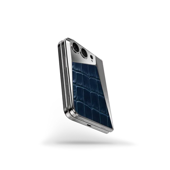 Чехол для iPhone Duo на магните - Натуральная кожа аллигатора - Голубой