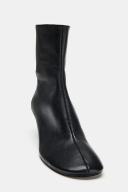 ZARA КОЖАНЫЕ БОТИЛЬОНЫ НА КАБЛУКЕ, ЧЕРНЫЙ