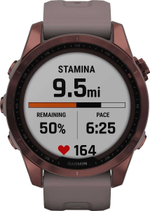 Умные часы Garmin Fenix 7S Sapphire Solar титановый темно-бронзовый с сланцево-серым силиконовым ремешком 42 мм