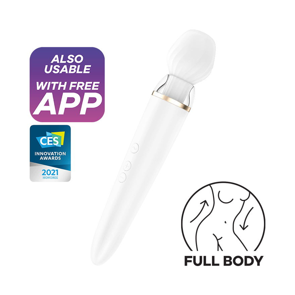 Satisfyer Double Wand-er  Универсальный вибромассажер с дополнительными насадками