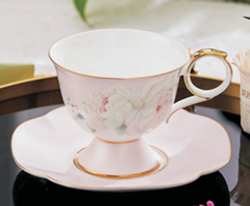 Чашка чайная с блюдцем 250мл Decor de table Винтаж Пионы розовая