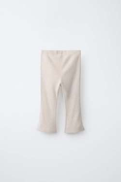 ZARA ТРИКОТАЖНЫЕ БРЮКИ FLARE С БАНТАМИ SOFT TOUCH, ПЕСОЧНЫЙ МЕЛАНЖ