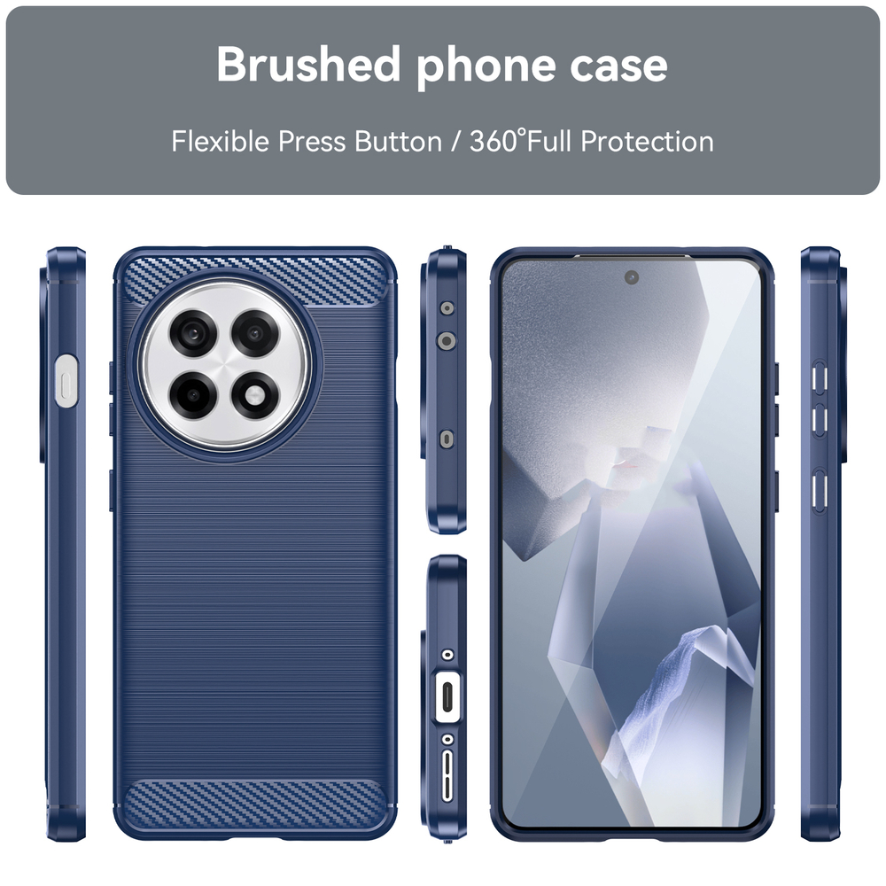 Мягкий защитный чехол синего цвета на OnePlus Ace 5, 5 Pro и 13R, серия Carbon (дизайн в стиле карбон) от Caseport