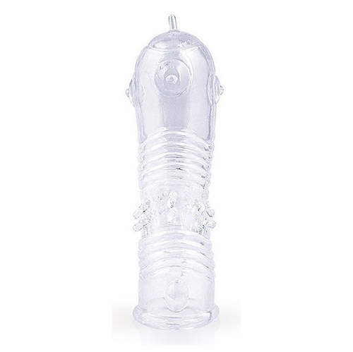 Прозрачная закрытая насадка 12,5см на пенис с шипиками Bior Toys Sex Expert SEM-55199