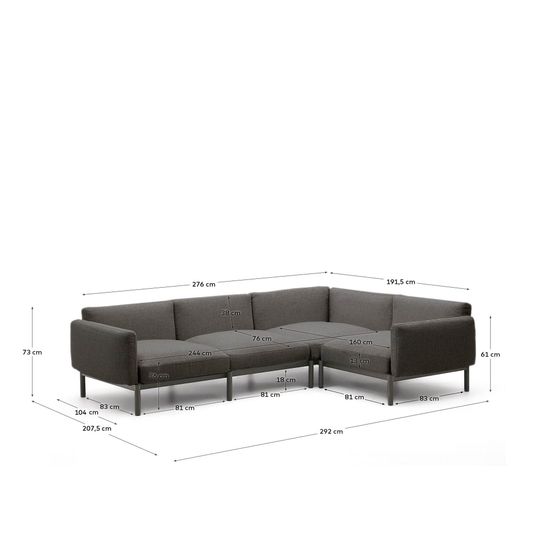 Sorells 5-местный угловой садовый диван с серой отделкой Испания La Forma