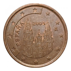 Монета 5 евроцентов 2005 год Испания